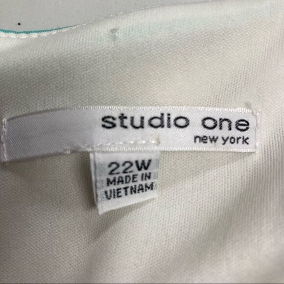 STUDIO ONE Women’s Geometric Design Dress Size 22W Blue Black & Ivory - Picture 8 of 12